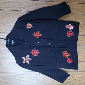 Vintage Venus Imports Black Jacket with Leaves Wmns Small